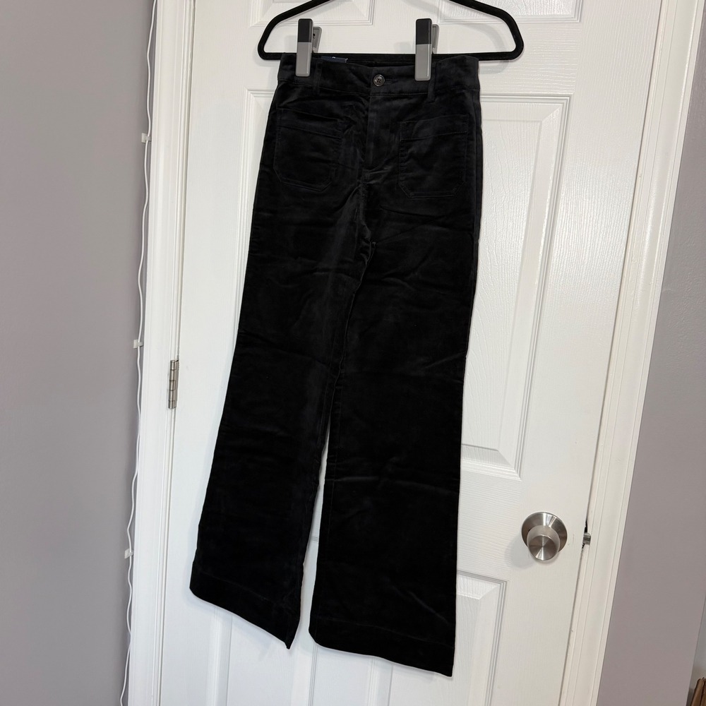 NEW J.Crew Lizzie Pant Black Velvet Corduroy Wide Leg Patch Pocket Trousers 24